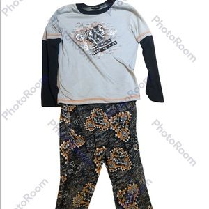 Black and Orange Long Sleeve Joe Boxer Motorcycle Pajamas